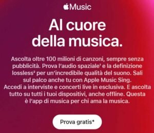 Prova gratis Apple Music