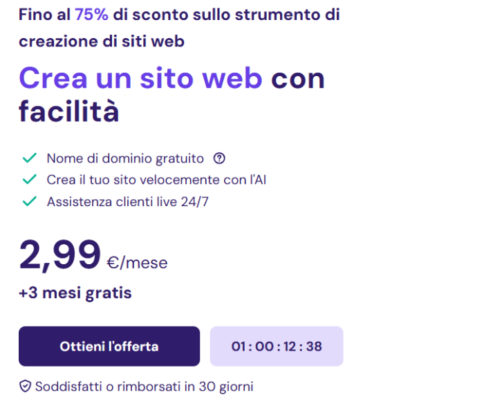 Crea fino a 25 siti con AI e design perfetto: tutto a meno di 3€ al mese