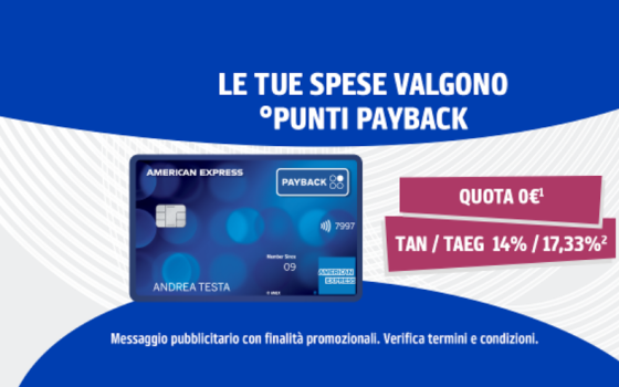 American Express ti regala la carta di credito PAYBACK: accumuli punti e risparmi sempre