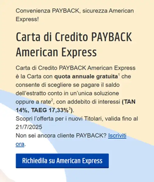 carta credito payback american express