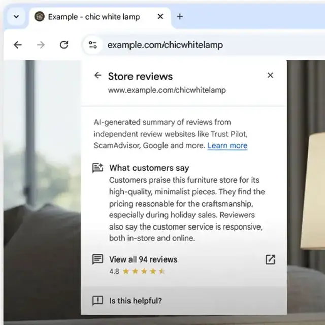 Le recensioni degli store online generate dall'AI di Google
