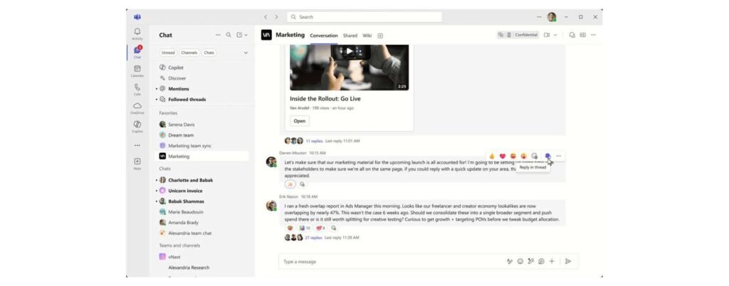 Su Microsoft Teams arrivano finalmente i thread (come su Slack)