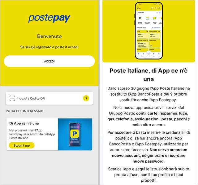L'applicazione di Postepay conferma l'addio fissato per il 9 ottobre