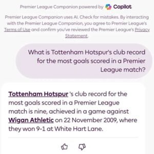 Copilot risponde alle domande sulla Premier League