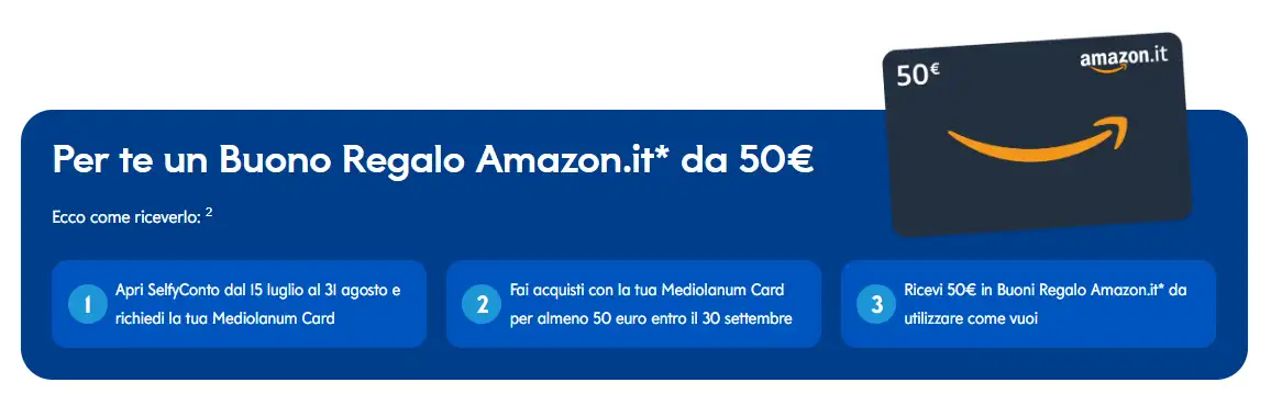 Nuovo cliente SelfyConto? Per te 50 euro in buoni Amazon in regalo