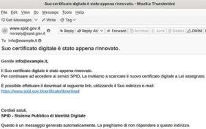 L'email inviata dai cybercriminali per spingere le vittime ad aprire il link