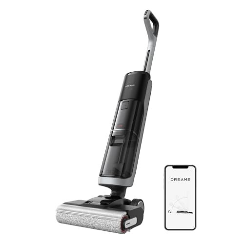 DREAME H14 Pro Lavapavimenti Senza Filo, Design Piatto a 180°, Cura Della Spazzola a 60 °C, Aspirazione da 18 kPa,Asciugatura in 5 min, Dosaggio Automatico del Detergente, Controllo Tramite App