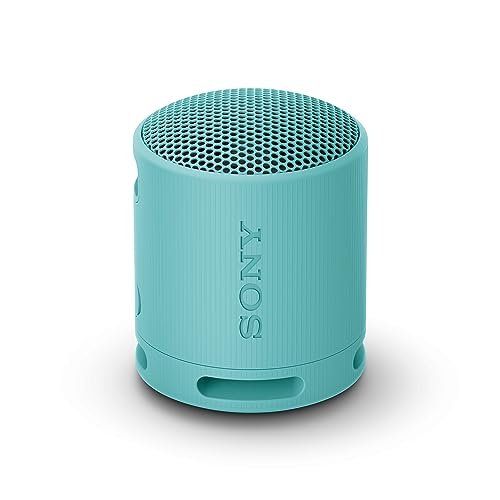 Sony SRS-XB100 – Speaker Wireless Bluetooth, Portatile, Leggero, Compatto, da Esterno, IP67 Resistente Acqua e Polvere, Batteria da 16 ore, Cinturino Versatile, Chiamate in Vivavoce – Blu