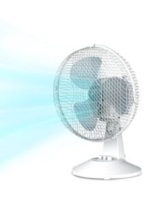 COMFEE’ CFT23PW00A2 23CM Ventilatore da Tavalo, 25W Silenzioso Ventilatore Con 3 Pale, 2 Livelli di Velocità, Oscillazione 90°, Efficiente e adatto per casa e ufficio, Bianco