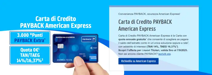 Richiedi ora PAYBACK di American Express: canone zero e 3000 punti extra