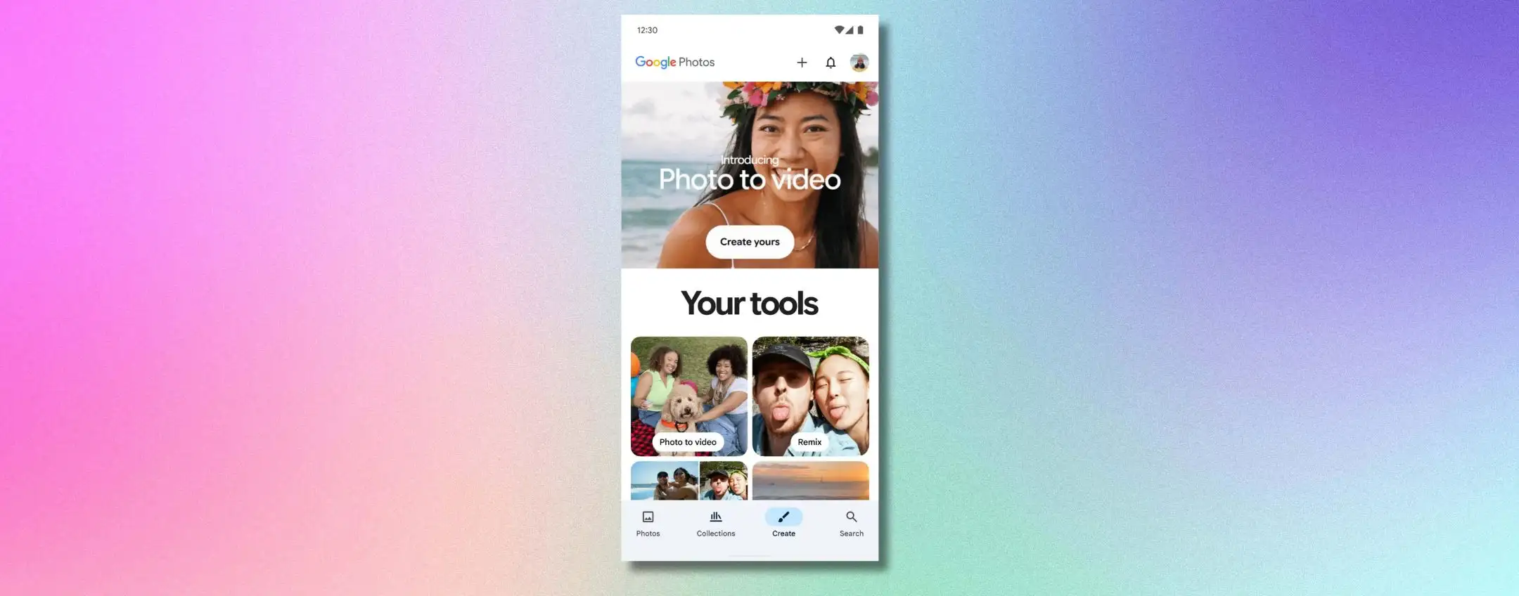 Google Foto: la scheda Crea per collage, video e remix fotografici