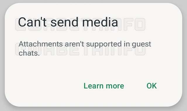 Le guest chat di WhatsApp non permettono di inviare contenuti multimediali