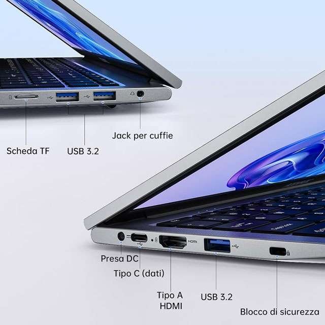 ACEMAGIC AX17: le porte di collegamento presenti sul laptop da 17,3 pollici