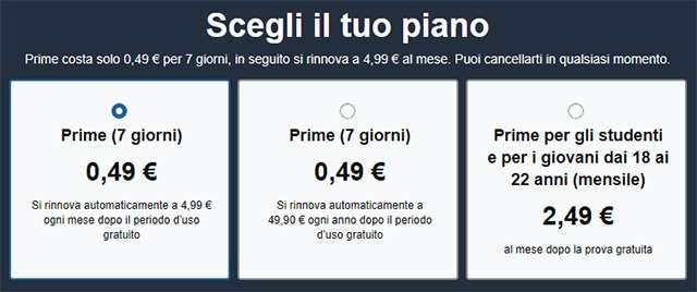 Le nuove formule di abbonamento proposte da Amazon per Prime