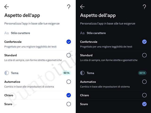 Il tema scuro dell'app IO