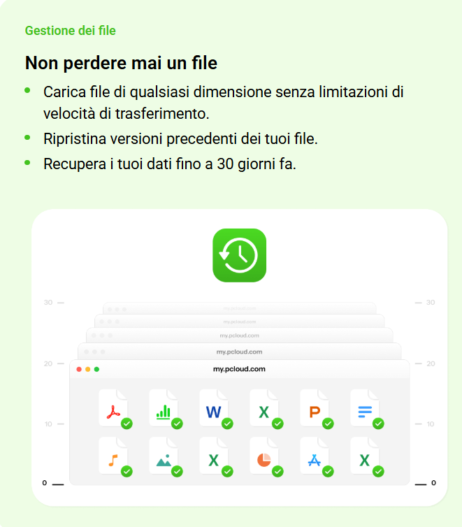 Con pCloud puoi ripristinare le versioni precedenti dei file: in sconto di 100€