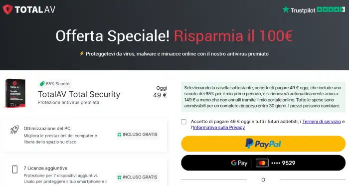 Antivirus + VPN + password manager a 49€ per un anno: scopri TotalAV