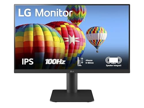 LG 24MS550 Monitor 24″ Full HD IPS, Altezza Regolabile, Speaker Stereo 4W, 100Hz, 1920×1080, 2x HDMI, Uscita Cuffie, Schermo Antiriflesso, Reader Mode, Flicker Safe, Nero