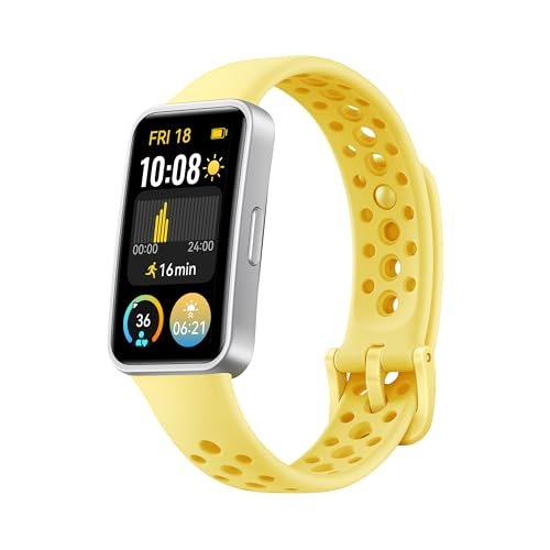 HUAWEI Band 9, monitoraggio del sonno e salute, Compatibile con iOS e Android, Notifica di chiamata, Durata della batteria fino a 14 giorni, 100 modalità di allenamento, Lemon Yellow