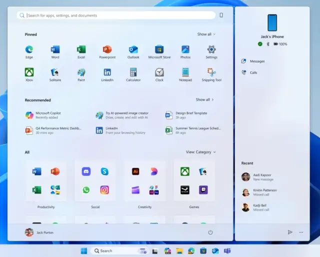 Windows 11 nuovo menu Start