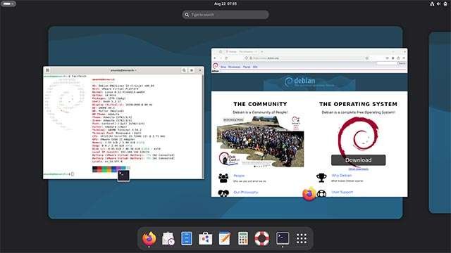 Screenshot per Debian 13 con ambiente desktop GNOME