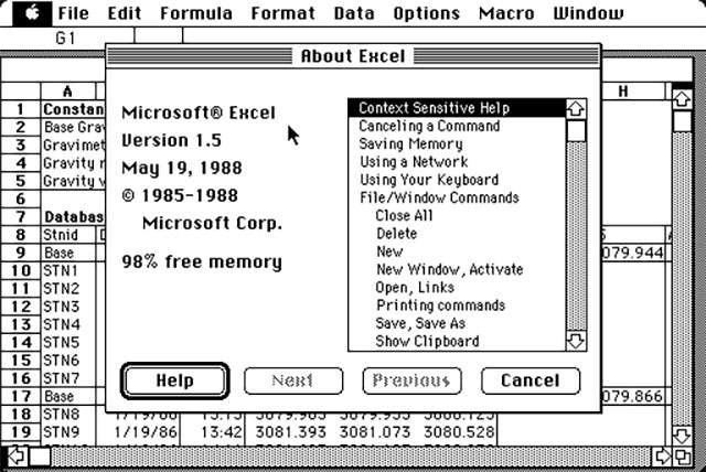 Uno screenshot per l'interfaccia di Excel 1.5