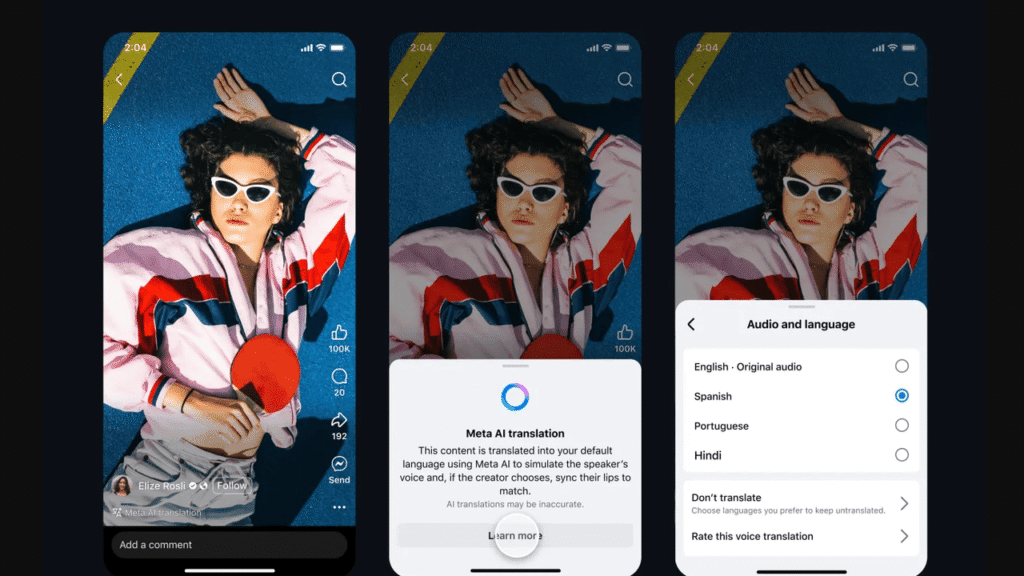 Instagram, arriva la traduzione in tempo reale dei Reel con sincronizzazione del labiale (ma non in italiano)