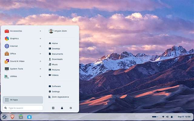 Uno screenshot per l'interfaccia di Zorin OS 18