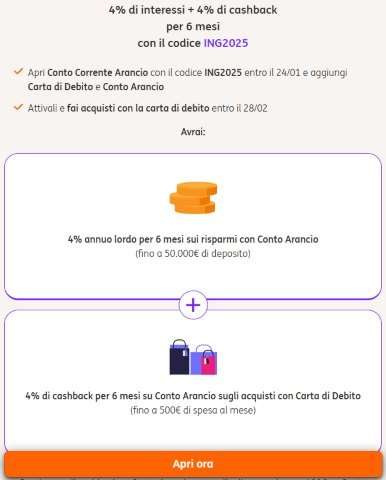 Conto corrente arancio novità