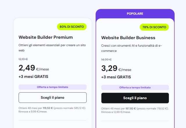 Website builder hostinger piani sconto