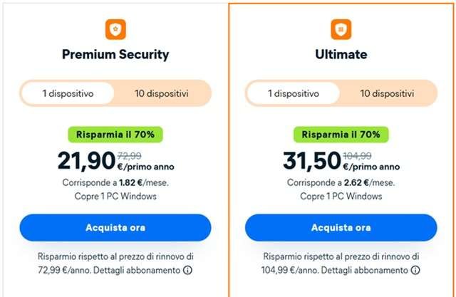 avast sconto 70 per cento