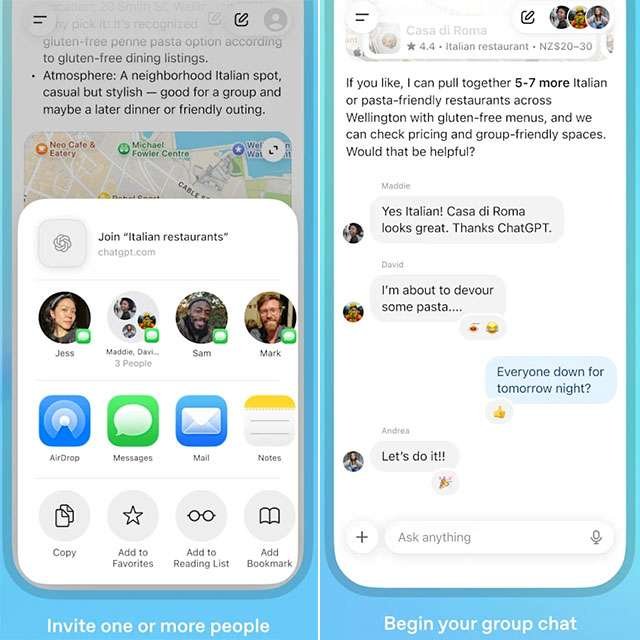 Le chat di gruppo su ChatGPT