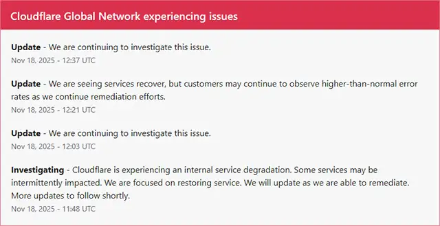 Cloudflare conferma il problema