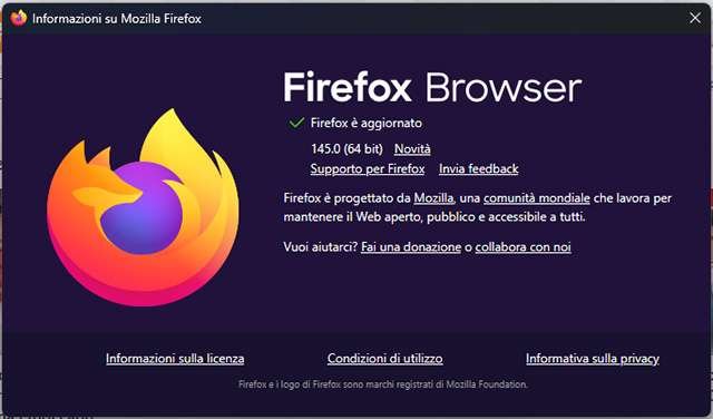 La versione stable di Firefox 145