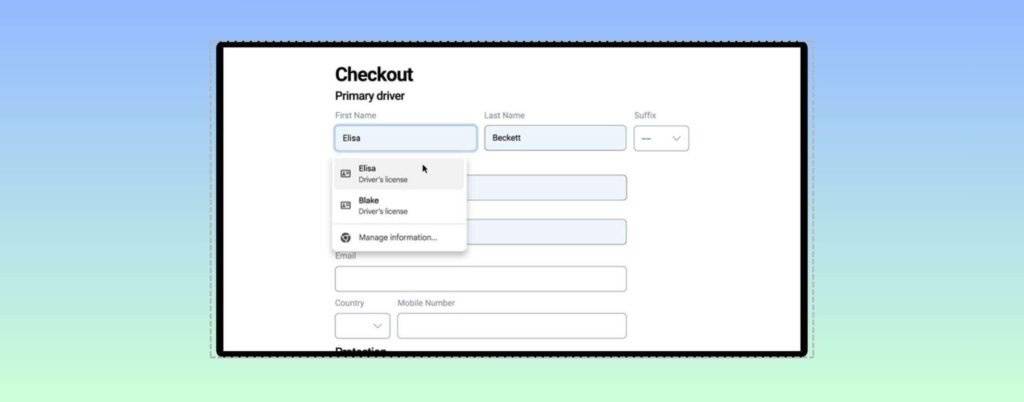 Chrome compila automaticamente patente e passaporto
