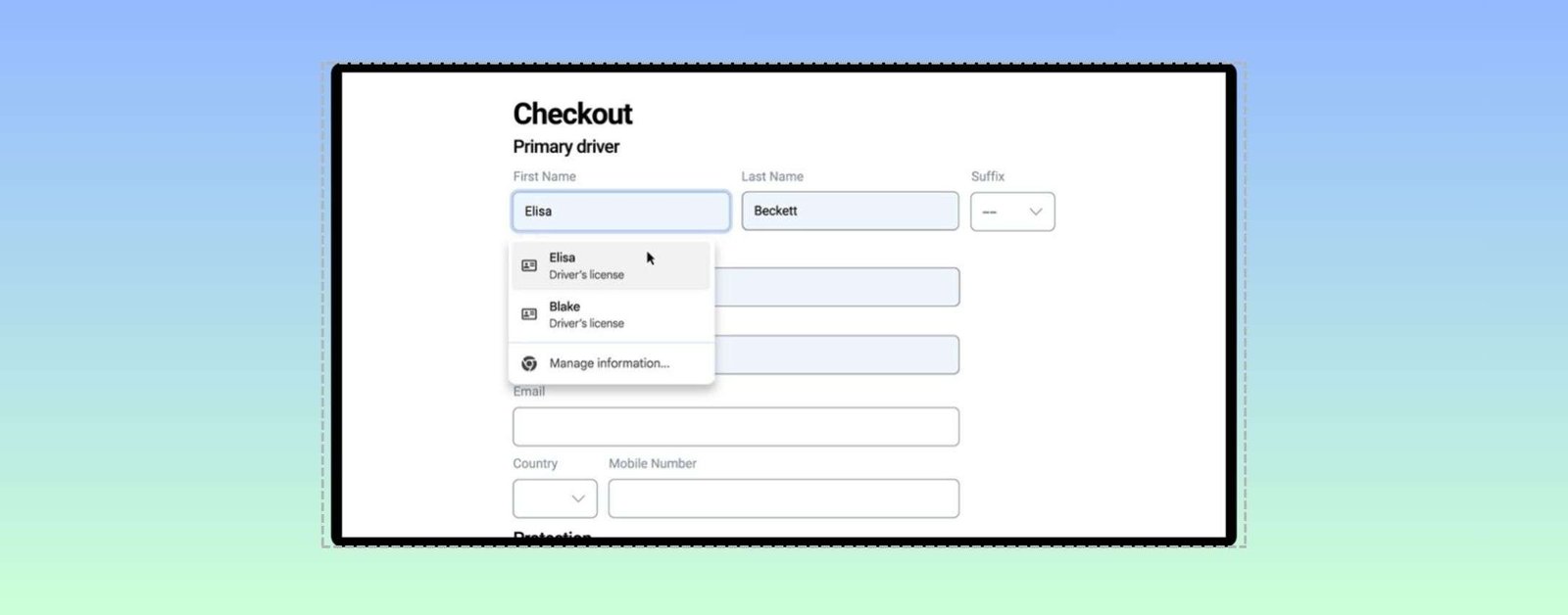 Chrome compila automaticamente patente e passaporto