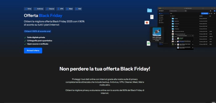 Il Black Friday di Internxt: -90% su tutti i piani cloud a vita