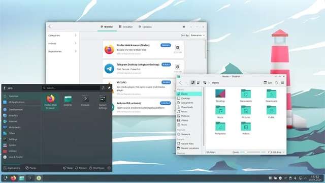 L'interfaccia di Manjaro con ambiente desktop KDE Plasma
