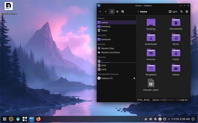 L'interfaccia desktop del sistema operativo Nobara