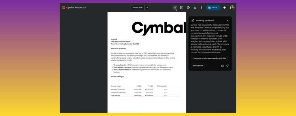 Google Drive, Gemini crea riassunti audio dei PDF in stile podcast