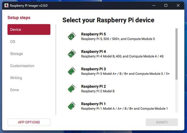 L'interfaccia ridisegnata di Raspberry Pi Imager 2.0