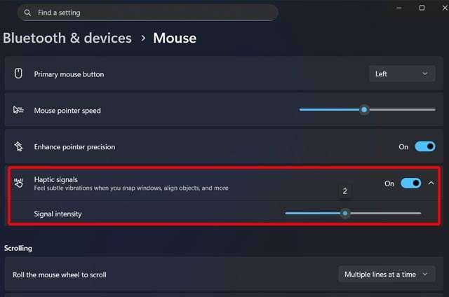 L'opzione per il feedback aptico del mouse in arrivo su Windows 11