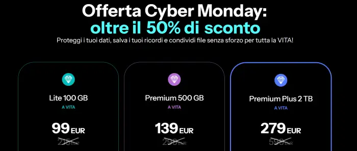 Cyber Monday su pCloud: maxi-sconti sui piani Lifetime fino al 50% in meno