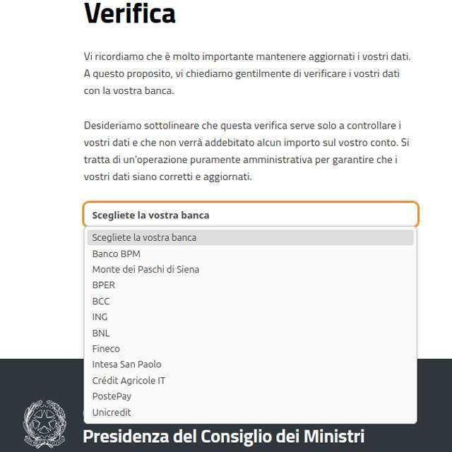 La campagna di phishing che sfrutta le insegne del Governo