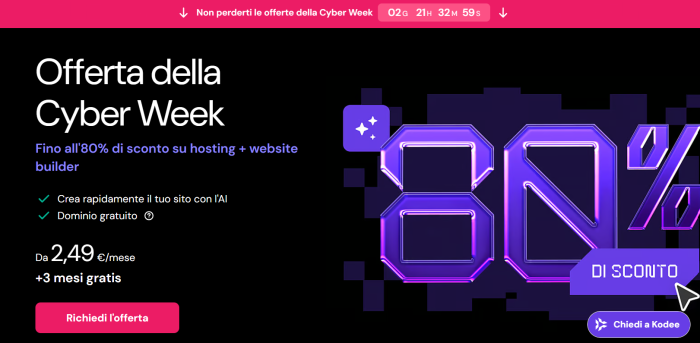 Hostinger continua con i suoi sconti: -80% su hosting + website builder