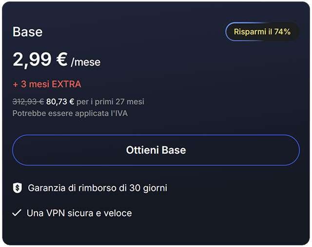 L'offerta per il piano Base di NordVPN