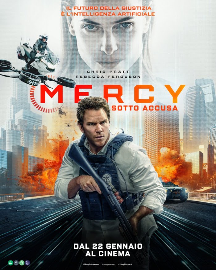 Chris Pratt verrà giudicato da un'intelligenza artificiale in Mercy - Sotto accusa. Ecco il trailer
