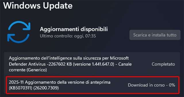 L'aggiornamento KB5070311 per Windows 11 25H2 e 24H2