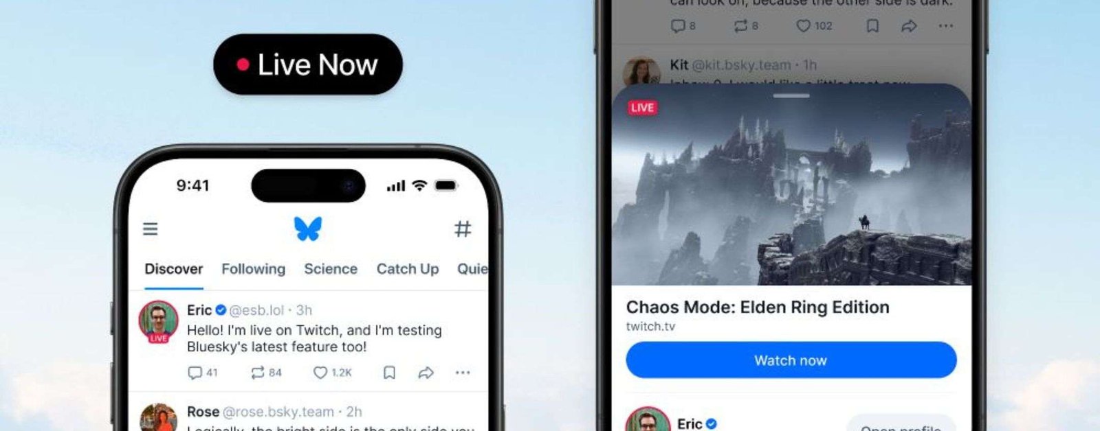 Bluesky introduce Live Now per Twitch per segnalare le dirette