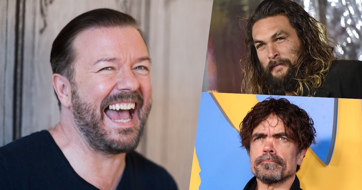 «Mi sono censurato da solo»: Ricky Gervais svela la battuta hot su Jason Momoa.. e Peter Dinklage